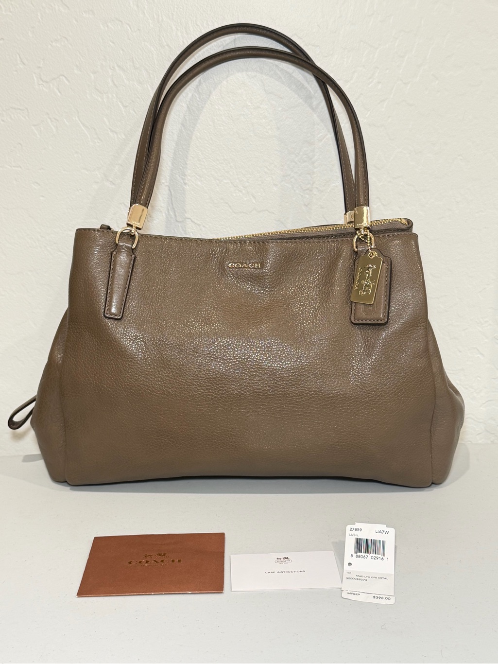 Coach Madison Pebble Leather Carryall Satchel